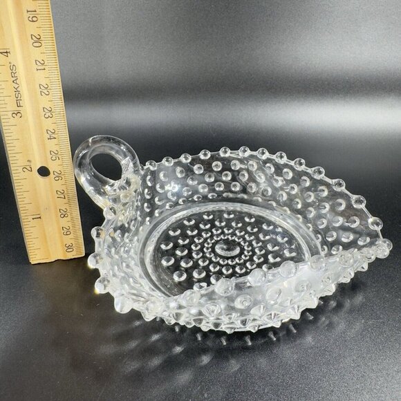 1930s Duncan Miller Hobnail Glass Heart Shaped Bon Bon Manganese 365nm Green UV - Picture 6 of 16
